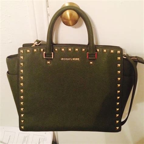 michael kors selma olive green|michael kors green shoulder bags.